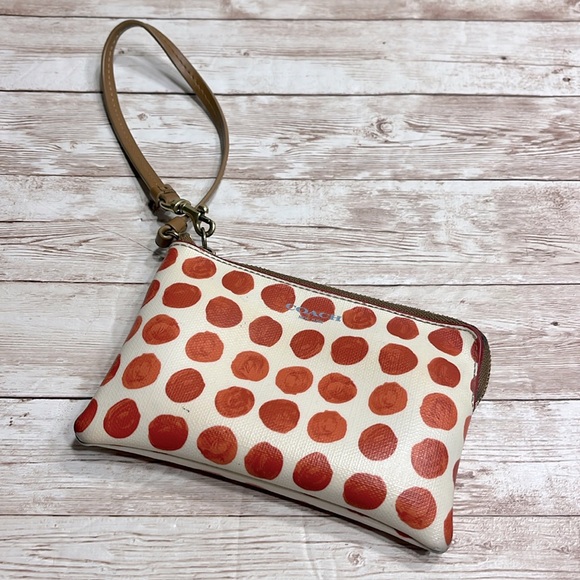 Coach Wristlet Cream with Red Polka Dots - Picture 1 of 8